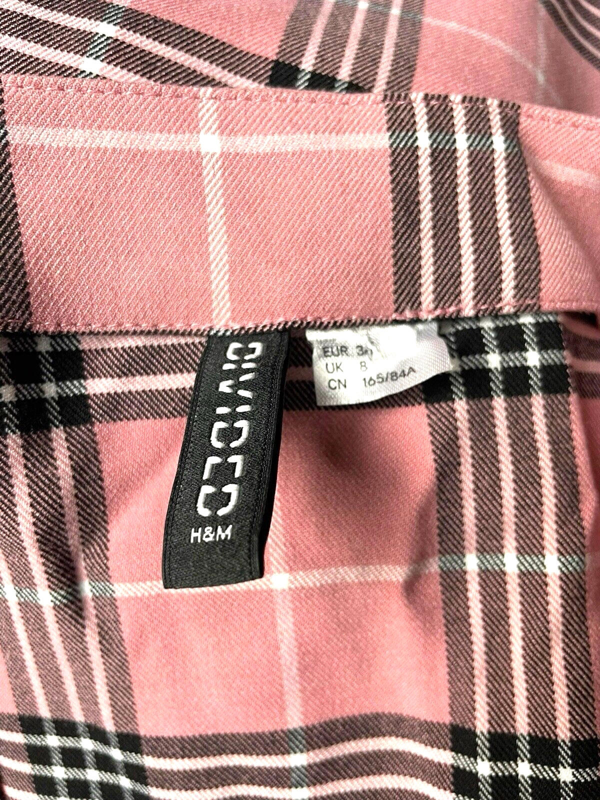 Divided Mini Dress Pink Check Pinafore Women’s UK Size 8