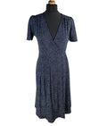 OST London Polka Dot Wrap Dress Women’s UK Size XS Navy Blue Belted Midi
