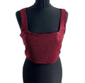 New Look Red Sparkle Crop Top Square Neck Stretch Women’s UK Size 16