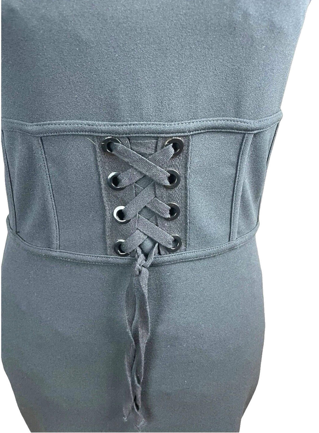 River Island Black Mini Dress Bodycon Corset Waist Women’s UK Size 12