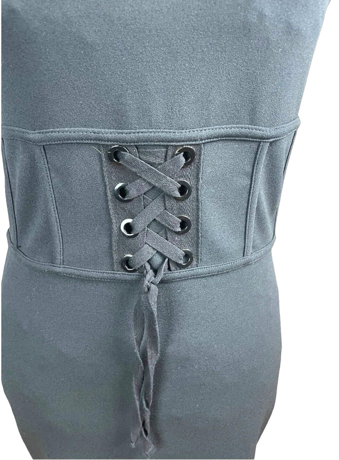 River Island Black Mini Dress Bodycon Corset Waist Women’s UK Size 12