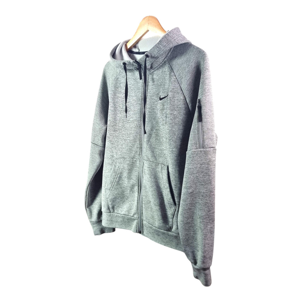 Nike Therma-FIT Hoodie Men's UK Size S Full Zip Grey Fleece Lined Jersey
