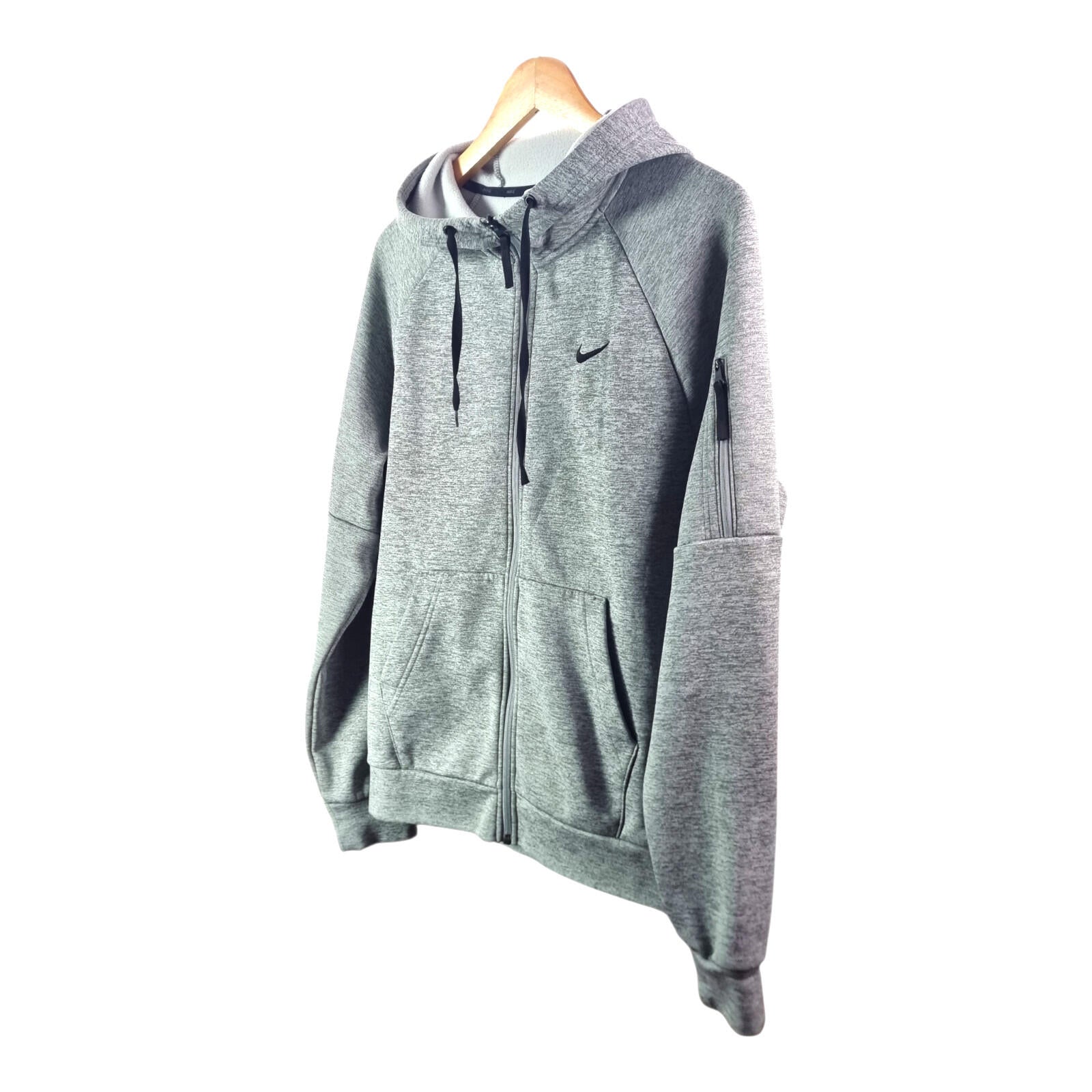 Nike Therma-FIT Hoodie Men's UK Size S Full Zip Grey Fleece Lined Jersey