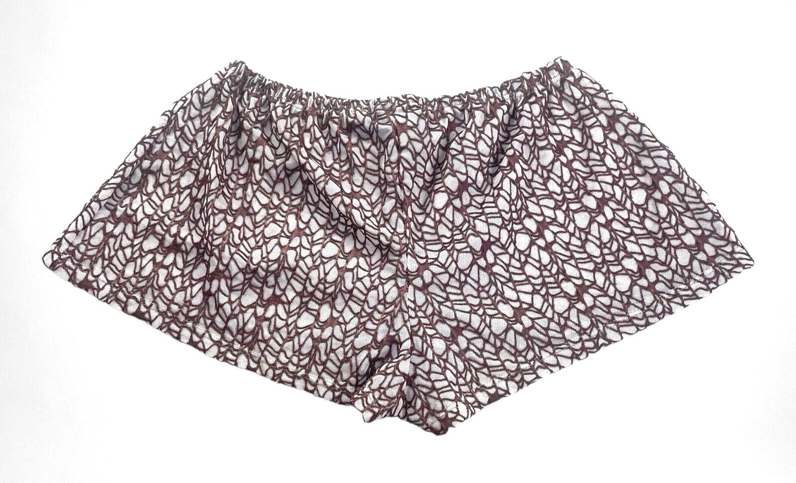 Brown Textured Semi Sheer Shorts Women''s UK Size 8