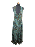 New Look Maxi Dress Halter Backless Women’s UK Size 16 Green & Brown Tribal