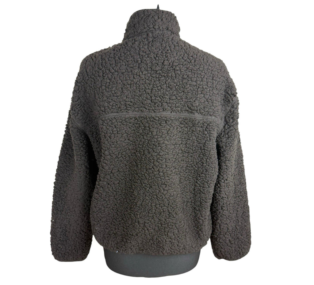 Divided Sherpa Fleece Jumper Women’s UK Size XS Oversized 1/4 Zip Brown