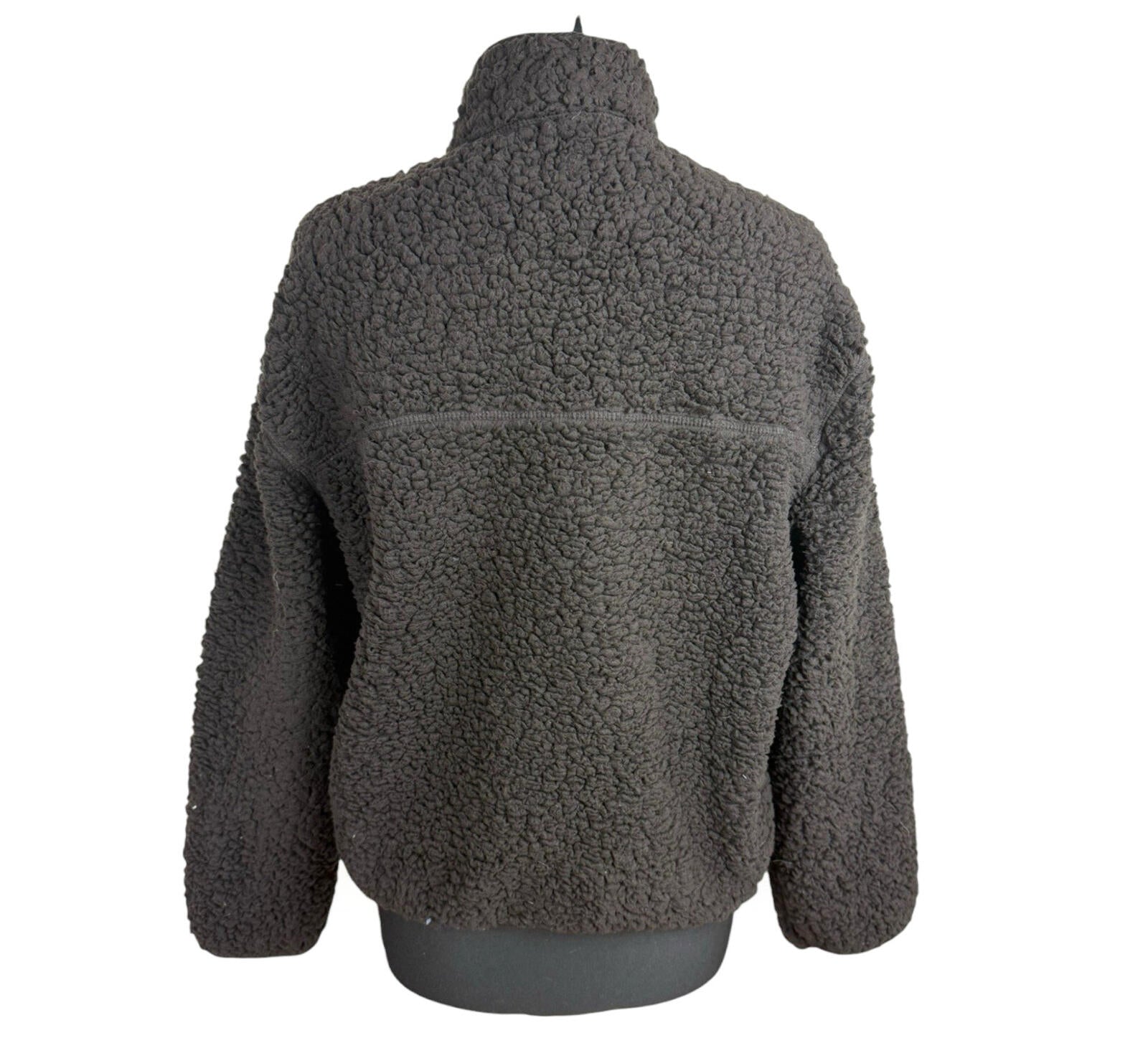 Divided Sherpa Fleece Jumper Women’s UK Size XS Oversized 1/4 Zip Brown