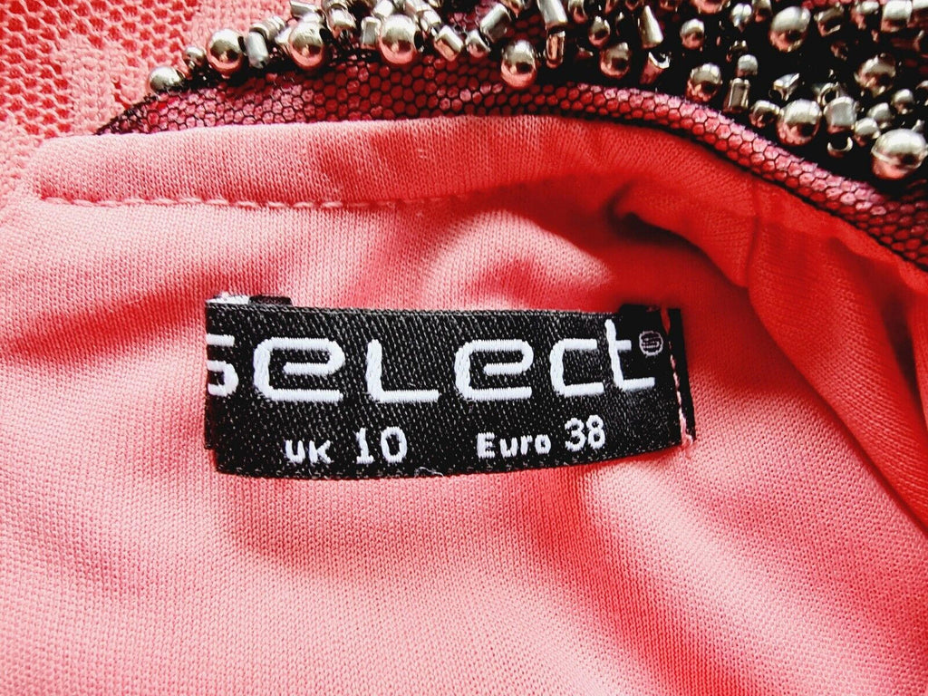 Select Mini Dress Women's UK Size 10 Pink Floral Lace Overlay Embellished Collar