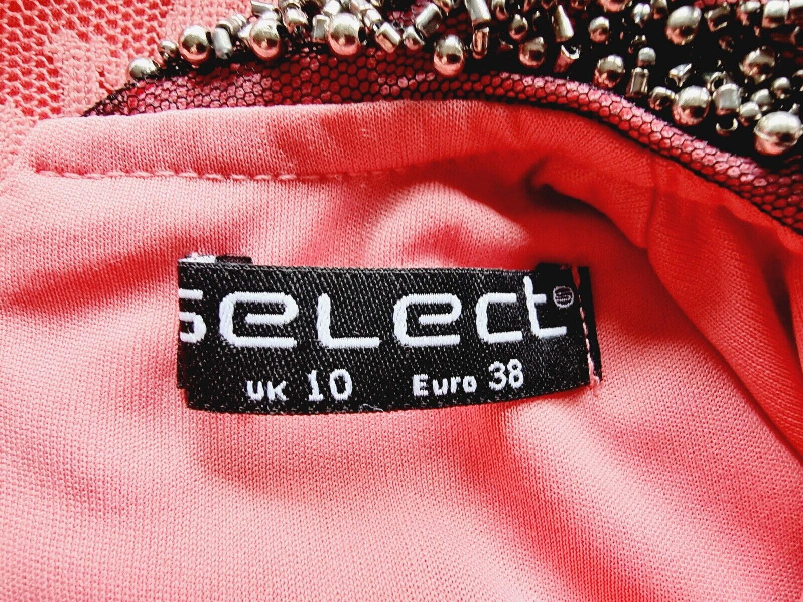 Select Mini Dress Women's UK Size 10 Pink Floral Lace Overlay Embellished Collar