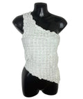Divided White One Shoulder Top Textured Women’s UK Size XS