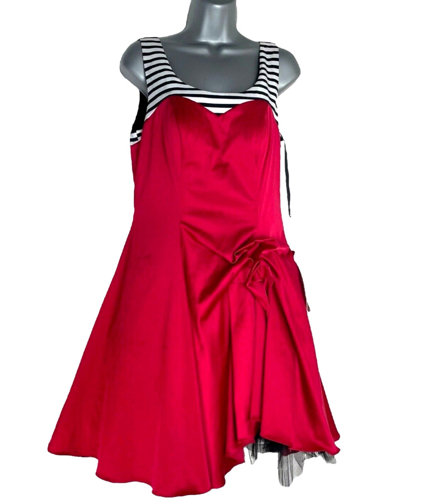 Forever Unique Dress Women’s UK Size 12 Red Layered Ruffle Summer Knee Length