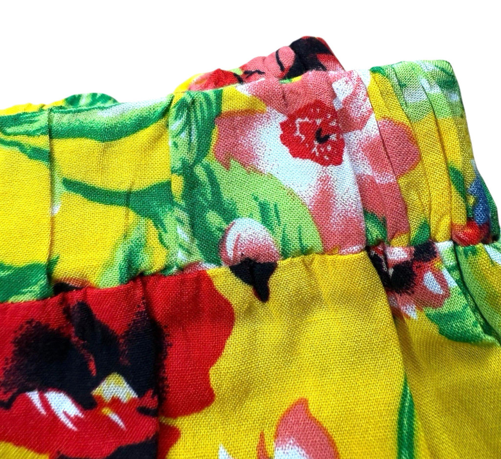 High Low Floral Skirt Women’s UK Size 12 Yellow Elasticated Waist Ruffled Hem