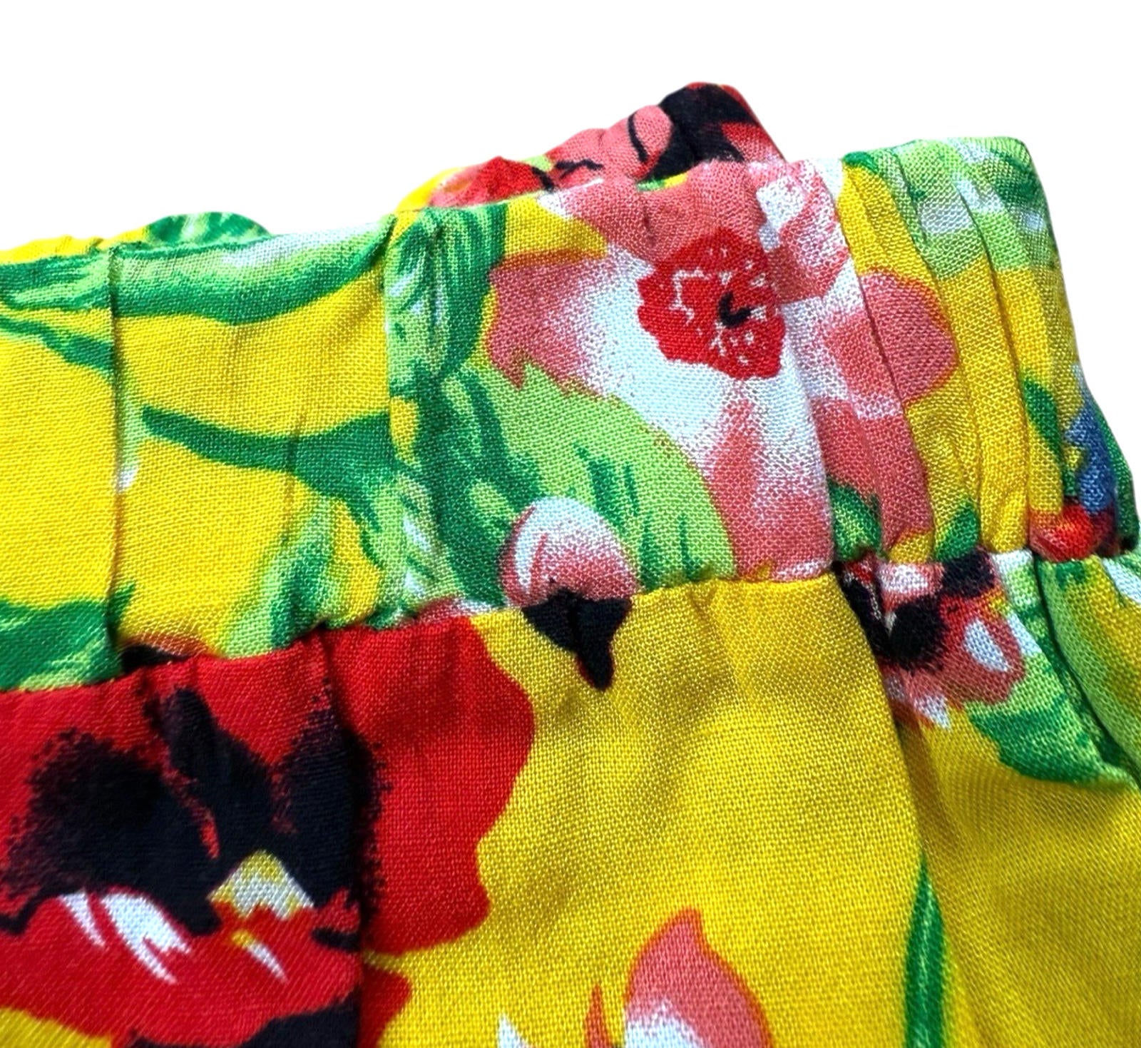 High Low Floral Skirt Women’s UK Size 12 Yellow Elasticated Waist Ruffled Hem