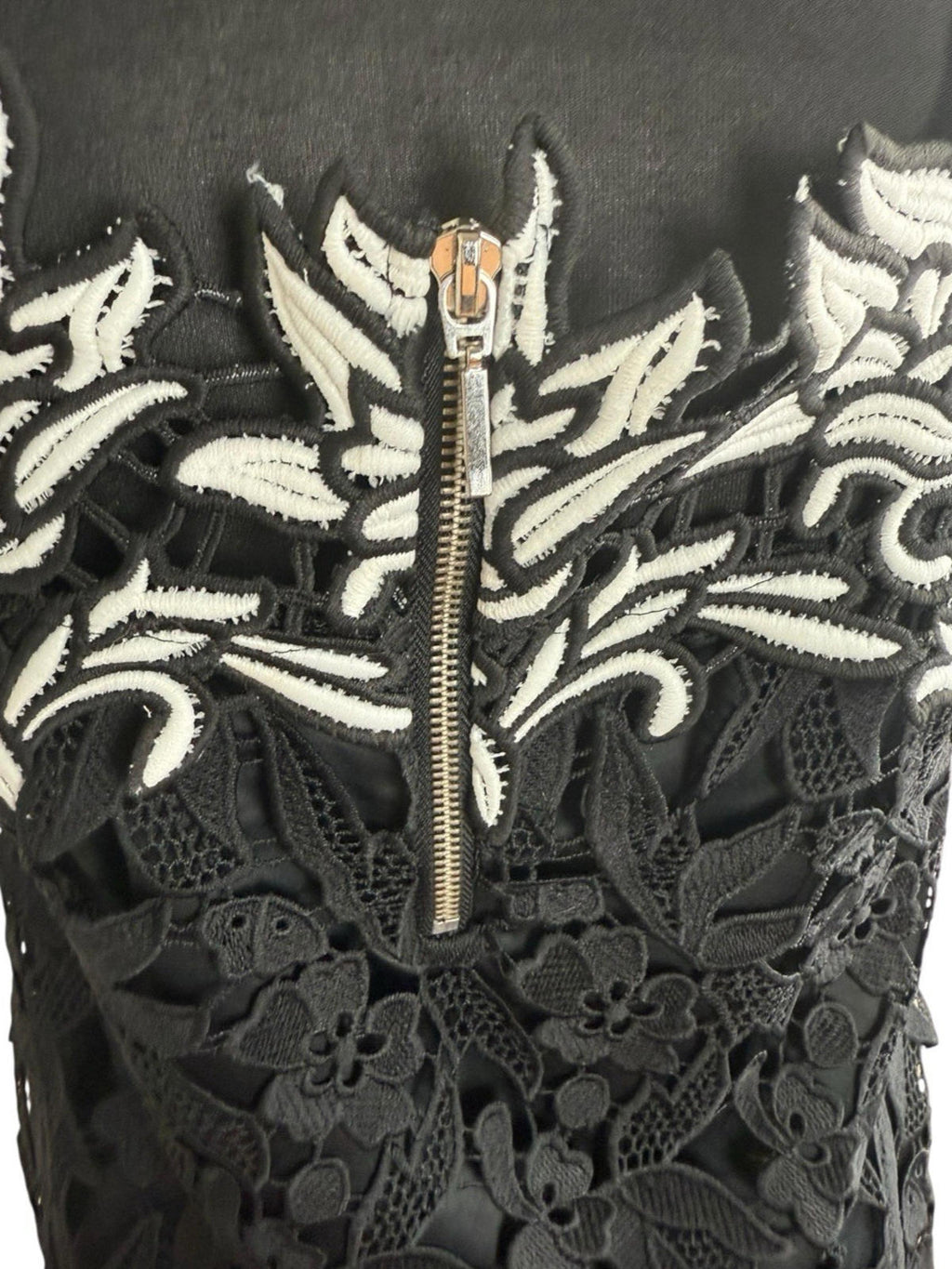 Topshop Black White Floral Lace Tank Top Strapping Sleeve Women’s UK Size 10