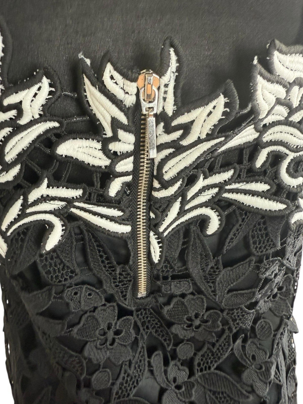 Topshop Black White Floral Lace Tank Top Strapping Sleeve Women’s UK Size 10