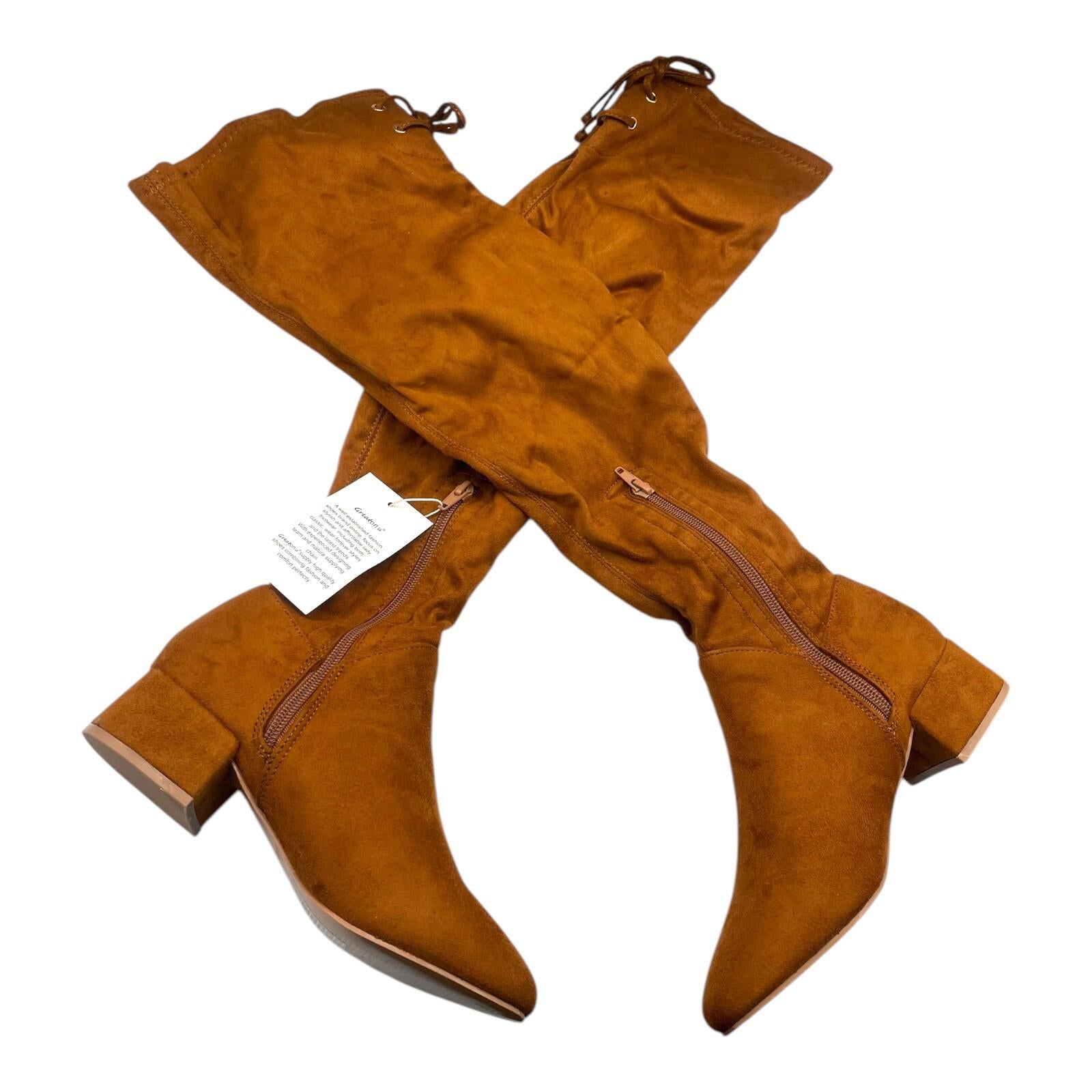 Greatonu Brown Faux Suede Over The Knee High Boots Women’s UK Size 3.5 EU 36