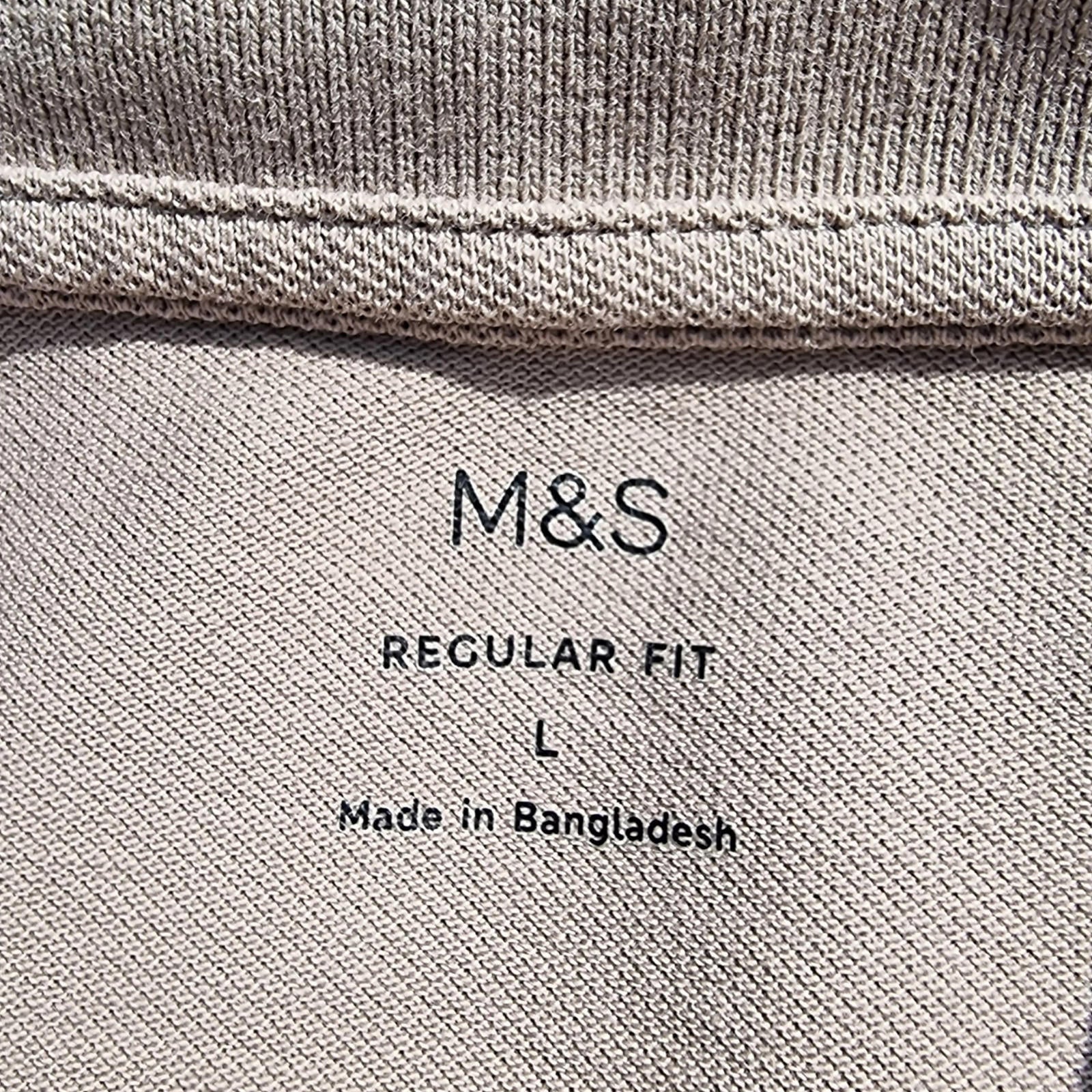 M&S Polo Shirt Men's UK Size L Beige Sand Short Sleeve 100% Cotton 41-43" Chest