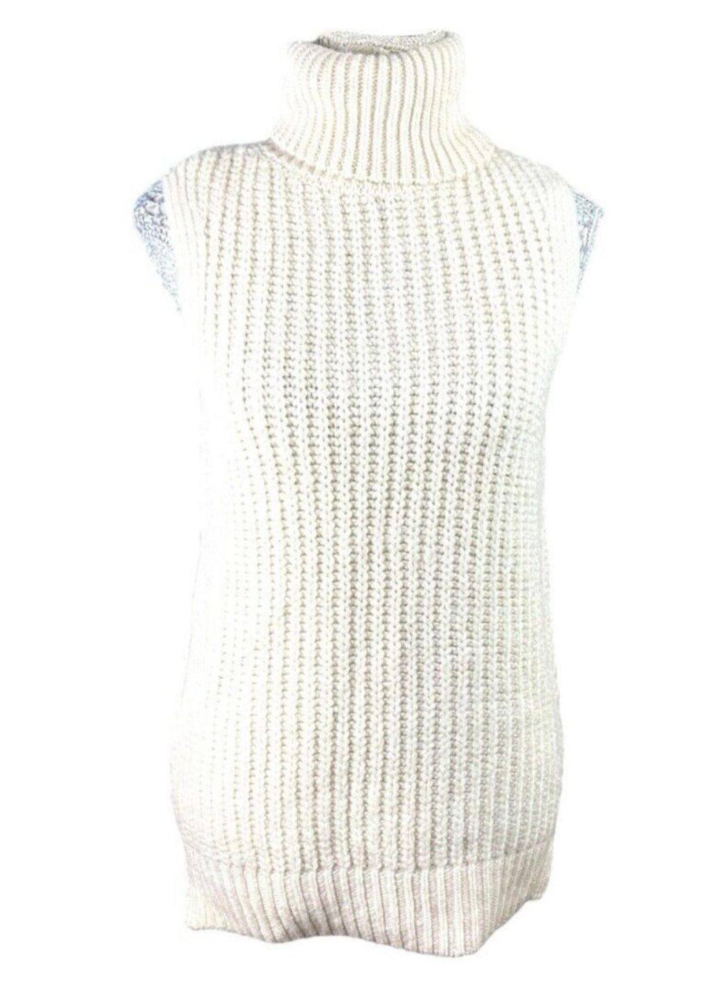 New Look Knit Vest Tapard Jumper Beige Roll Neck Women’s UK Size S