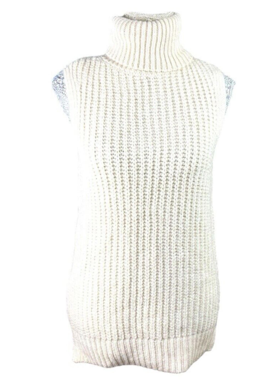 New Look Knit Vest Tapard Jumper Beige Roll Neck Women’s UK Size S