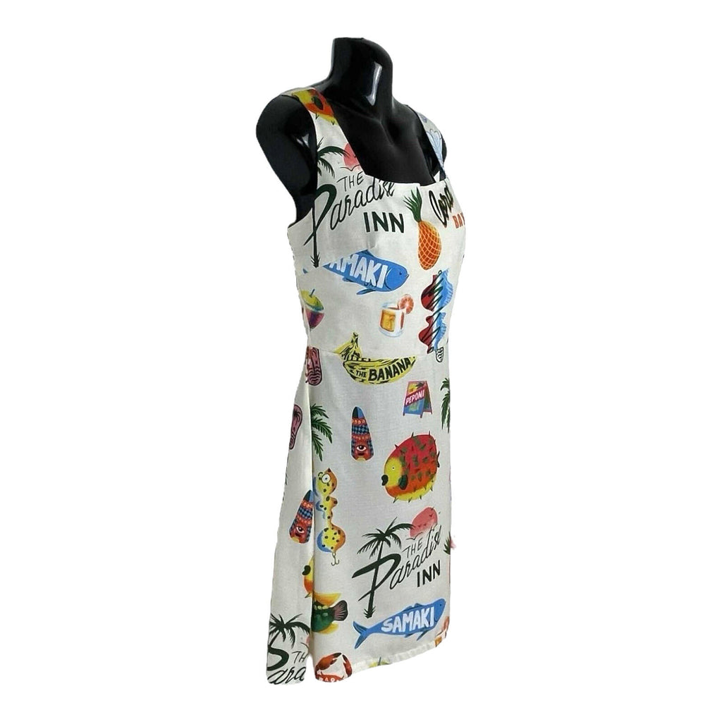 Comense Retro Summer Dress Women’s UK Size M Lace Up Back Mini Multicolour Print