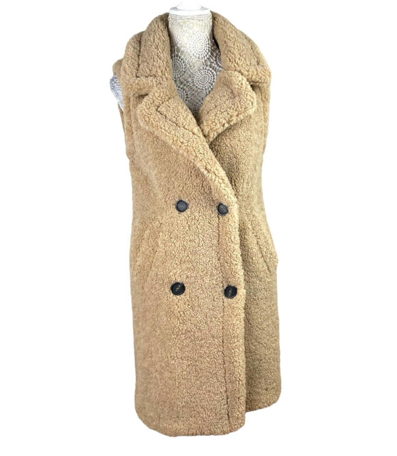 Next Beige Teddy Fleece Gillet Women’s UK Size XS