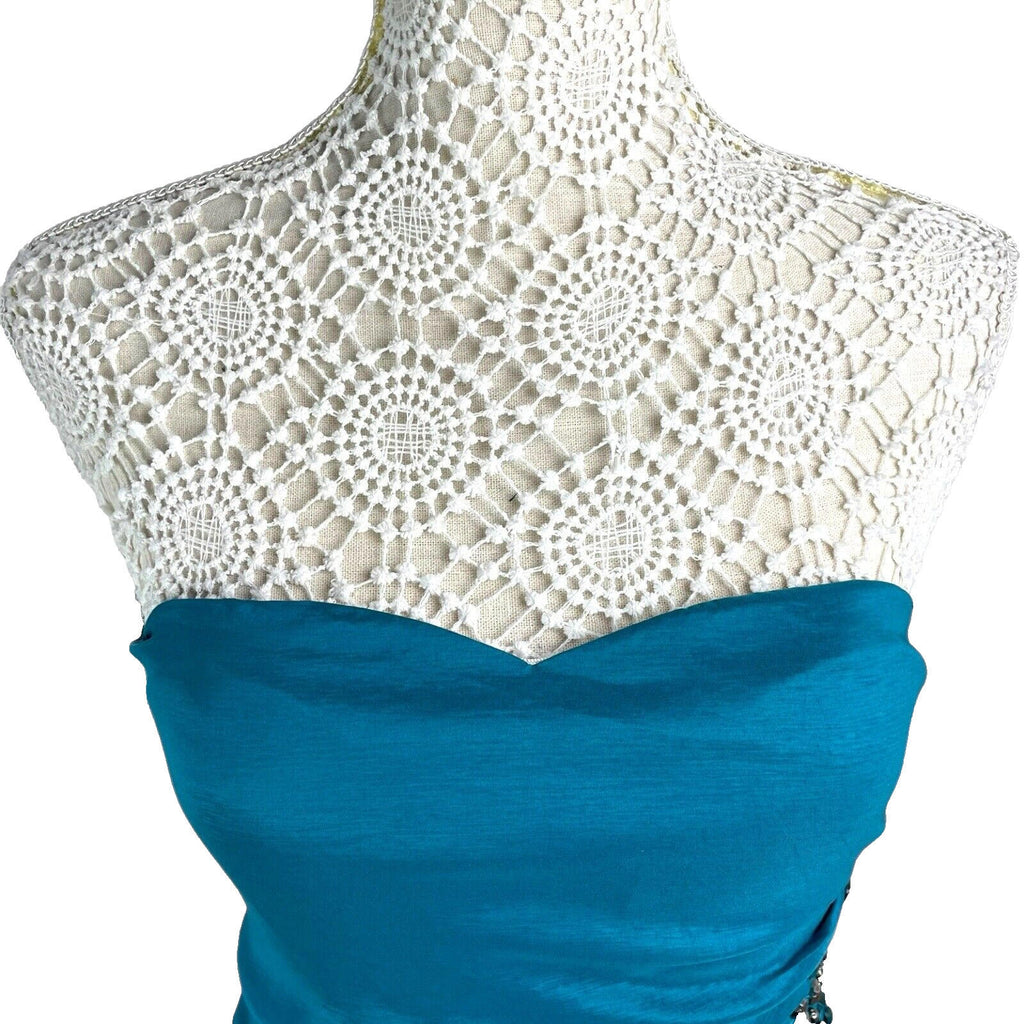 AX Paris Mini Dress Turquoise Ruched Off Shoulder Embellished Women’s UK Size 8