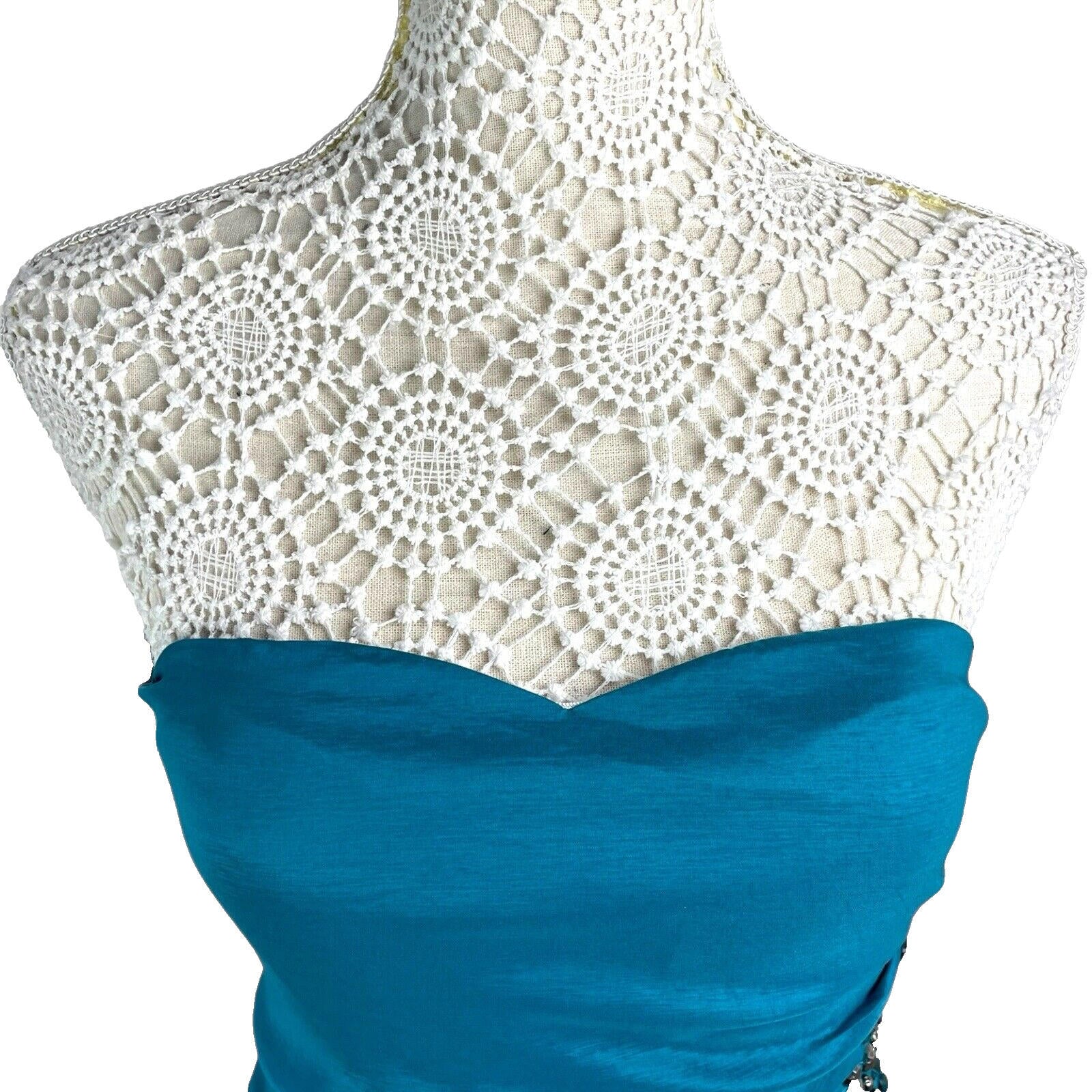 AX Paris Mini Dress Turquoise Ruched Off Shoulder Embellished Women’s UK Size 8