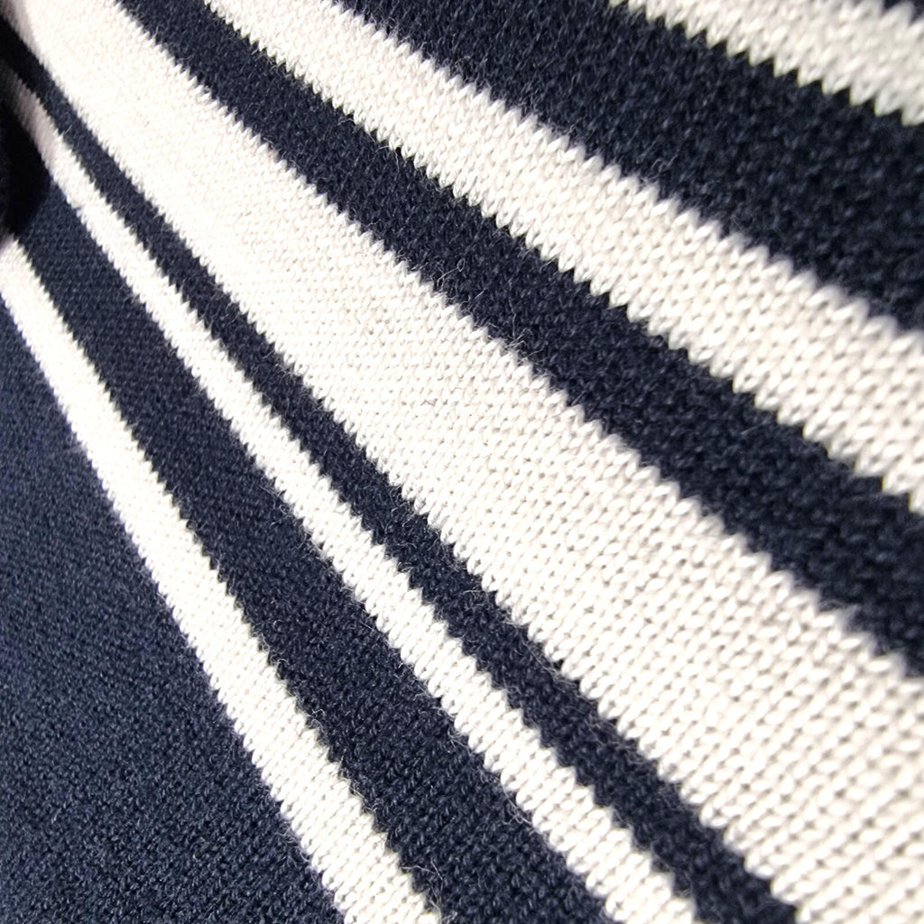 Next Knit Polo Shirt Men's UK Size S Navy Blue Stripe Short Sleeve 1/4 Zip