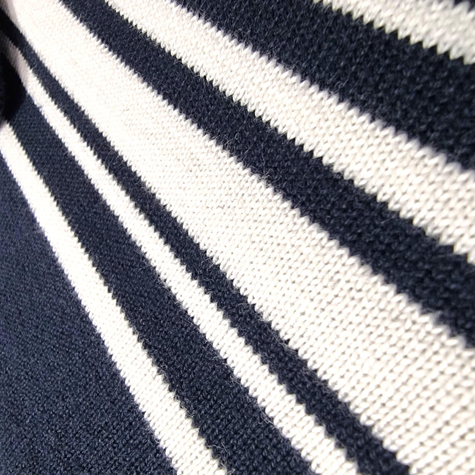Next Knit Polo Shirt Men's UK Size S Navy Blue Stripe Short Sleeve 1/4 Zip