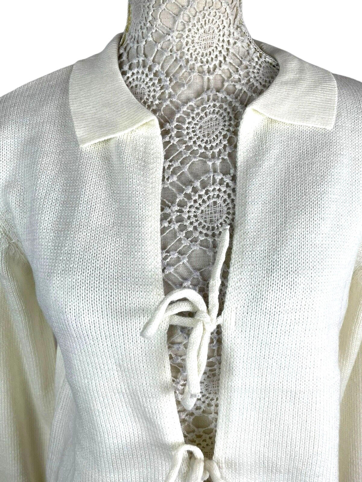 Cassiopea Cream Knitted Cardigan Tie Front Collared Women’s UK Size S