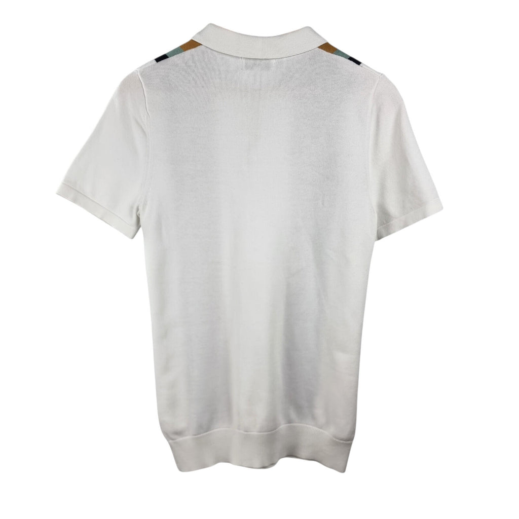 Next Knit Polo Shirt Men's UK Size S Striped Short Sleeve 100% Cotton 1/4 Zip