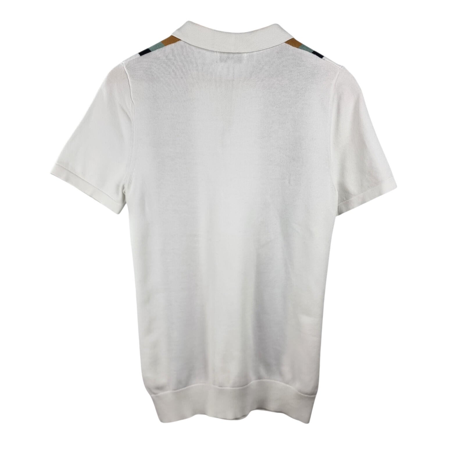Next Knit Polo Shirt Men's UK Size S Striped Short Sleeve 100% Cotton 1/4 Zip