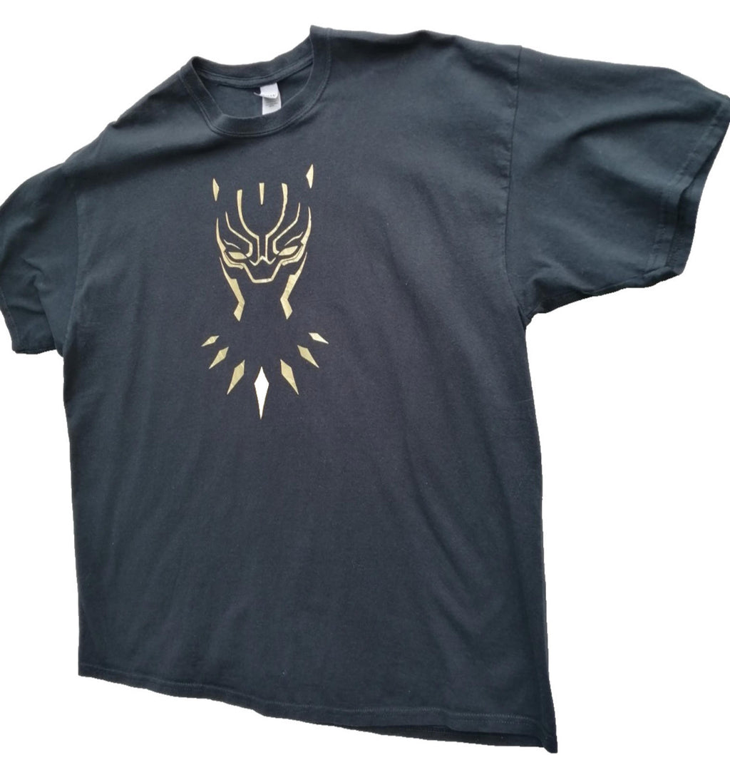 Gold Superhero Graphic Print T-Shirt Men's Size 2XL Black Crew Neck 100% Cotton