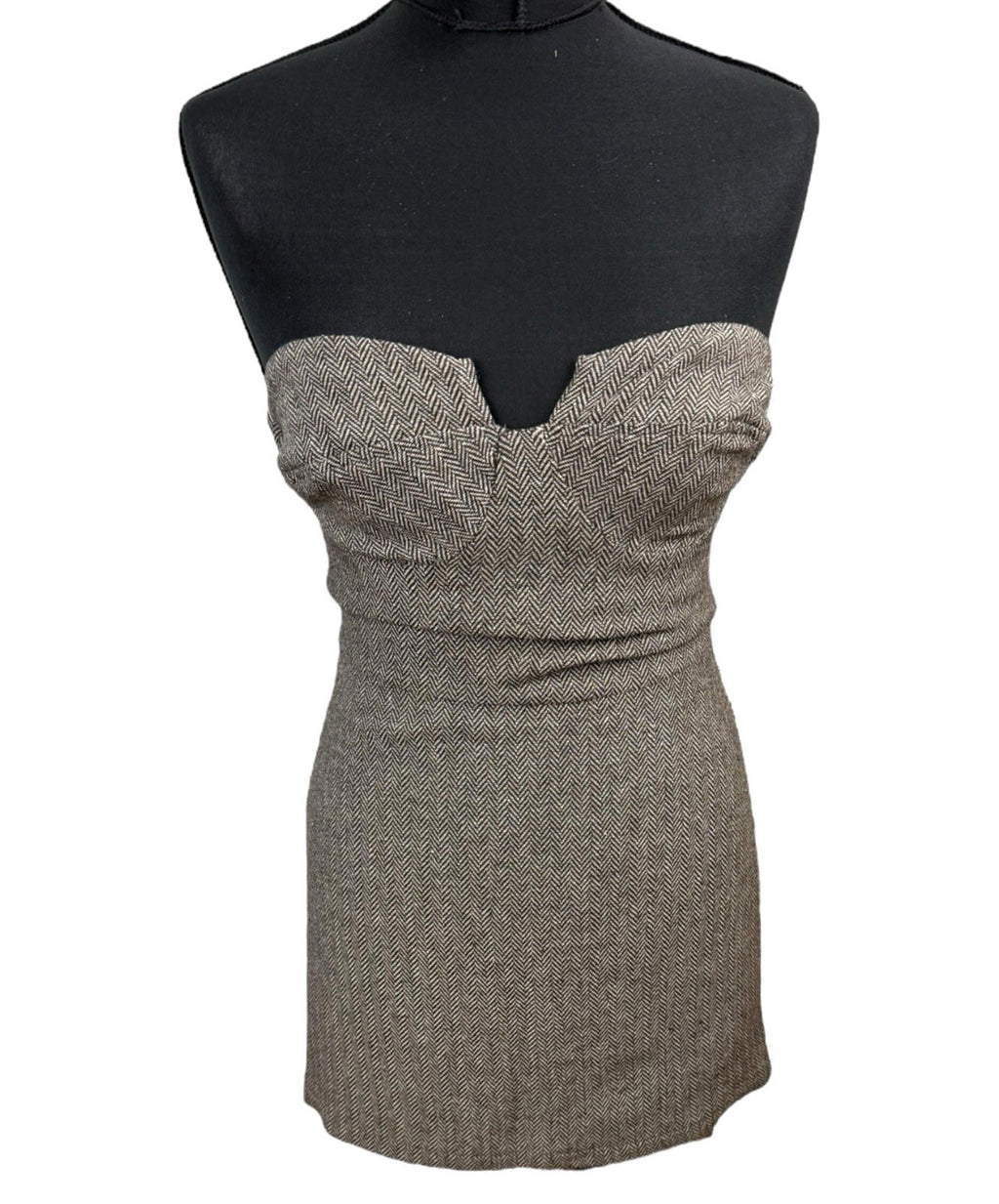 Pretty Little Thing Brown Mini Dress Off Shoulder Women’s UK Size 8