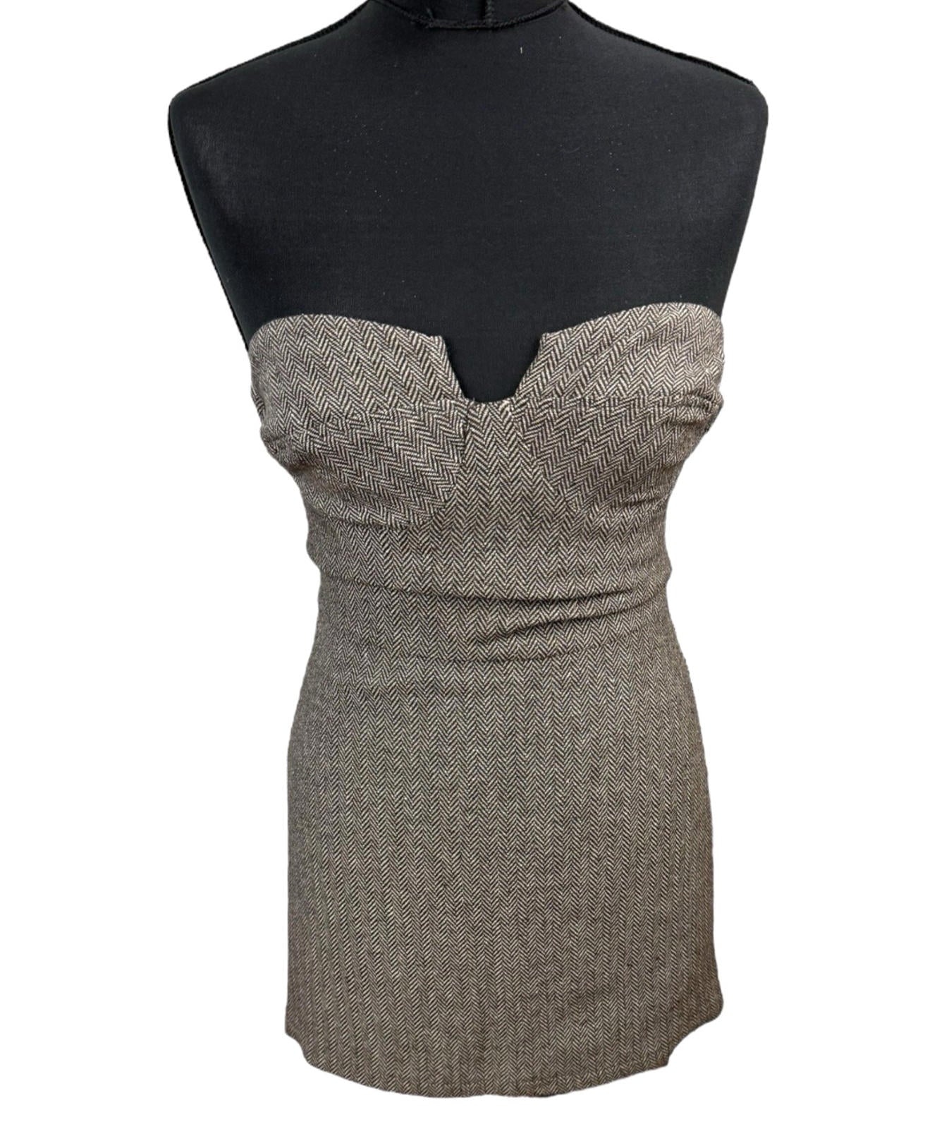 Pretty Little Thing Brown Mini Dress Off Shoulder Women’s UK Size 8