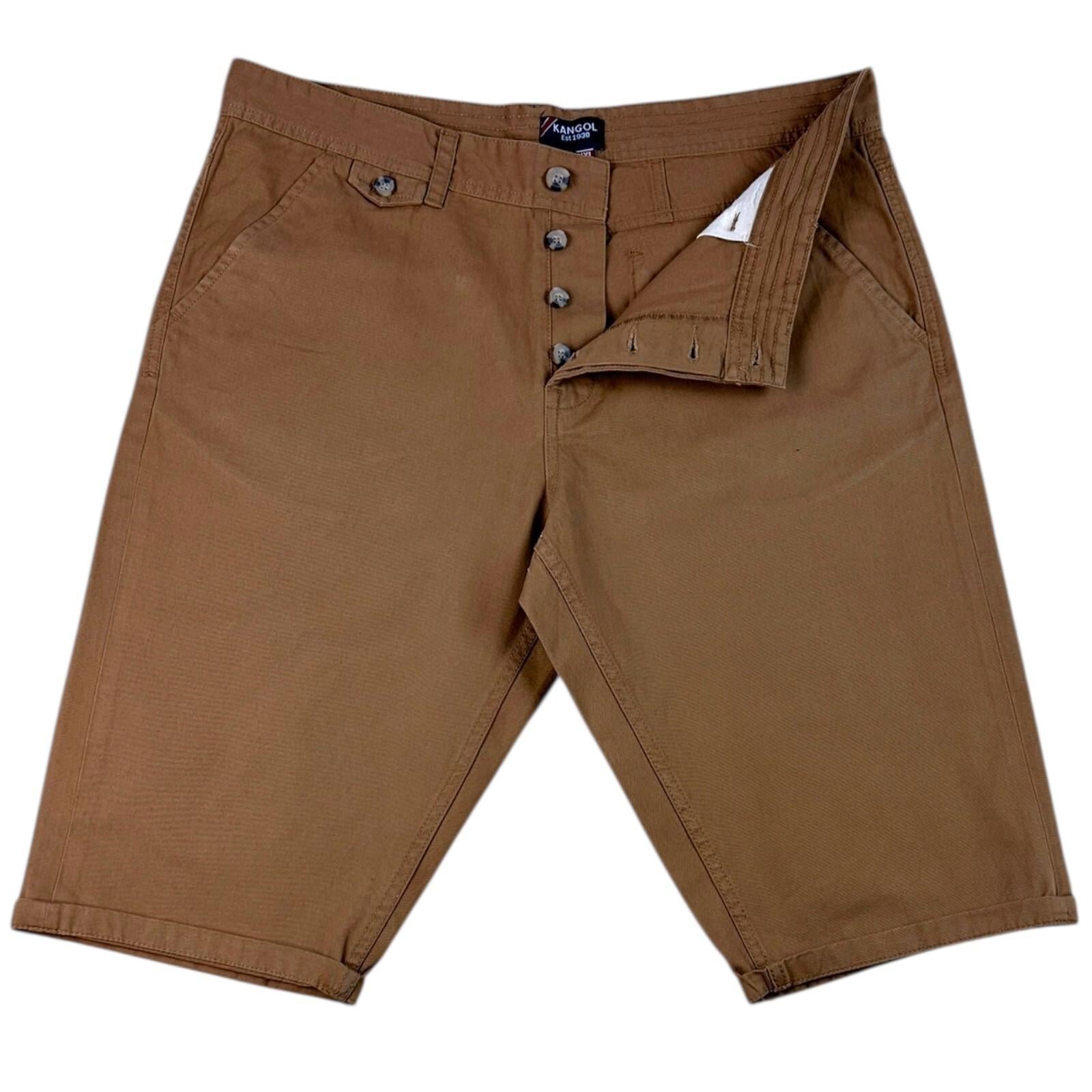 Kangol Chino Shorts Men's UK Size 2XL Brown Button Front Casual 100% Cotton W40