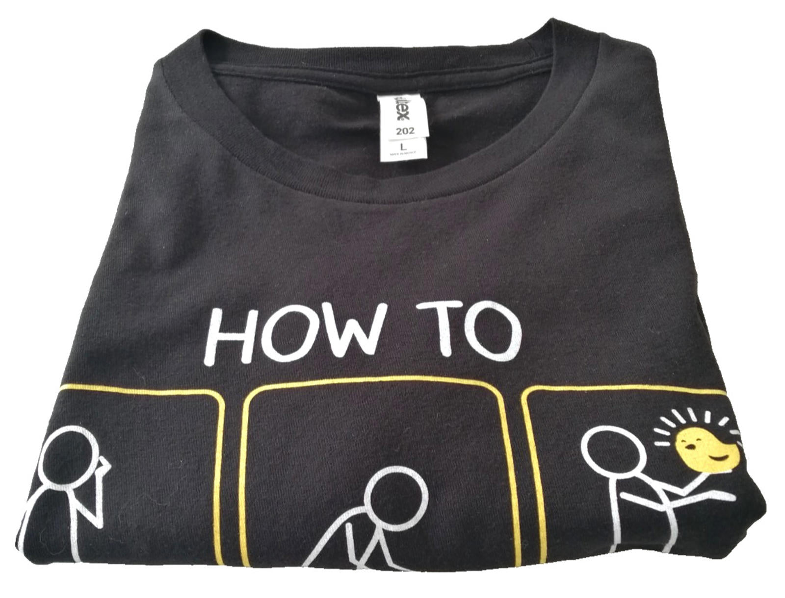 Funny Cute Animal Graphic Print T-Shirt Men's Size L Black Crew Neck 100% Cotton