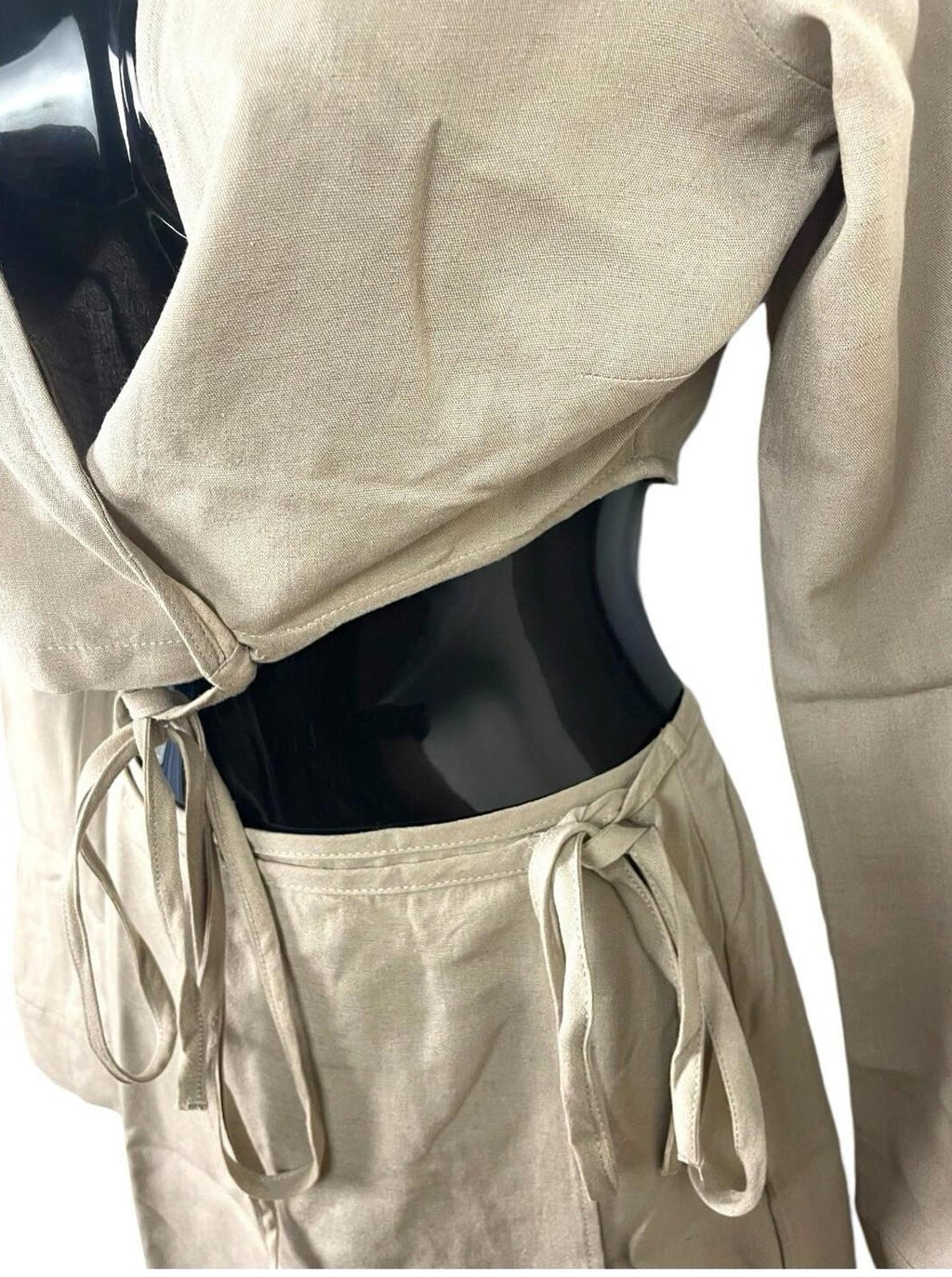Pull & Bear Camel Skirt & Cropped Shirt Co Ord Set Women’s UK Size XS