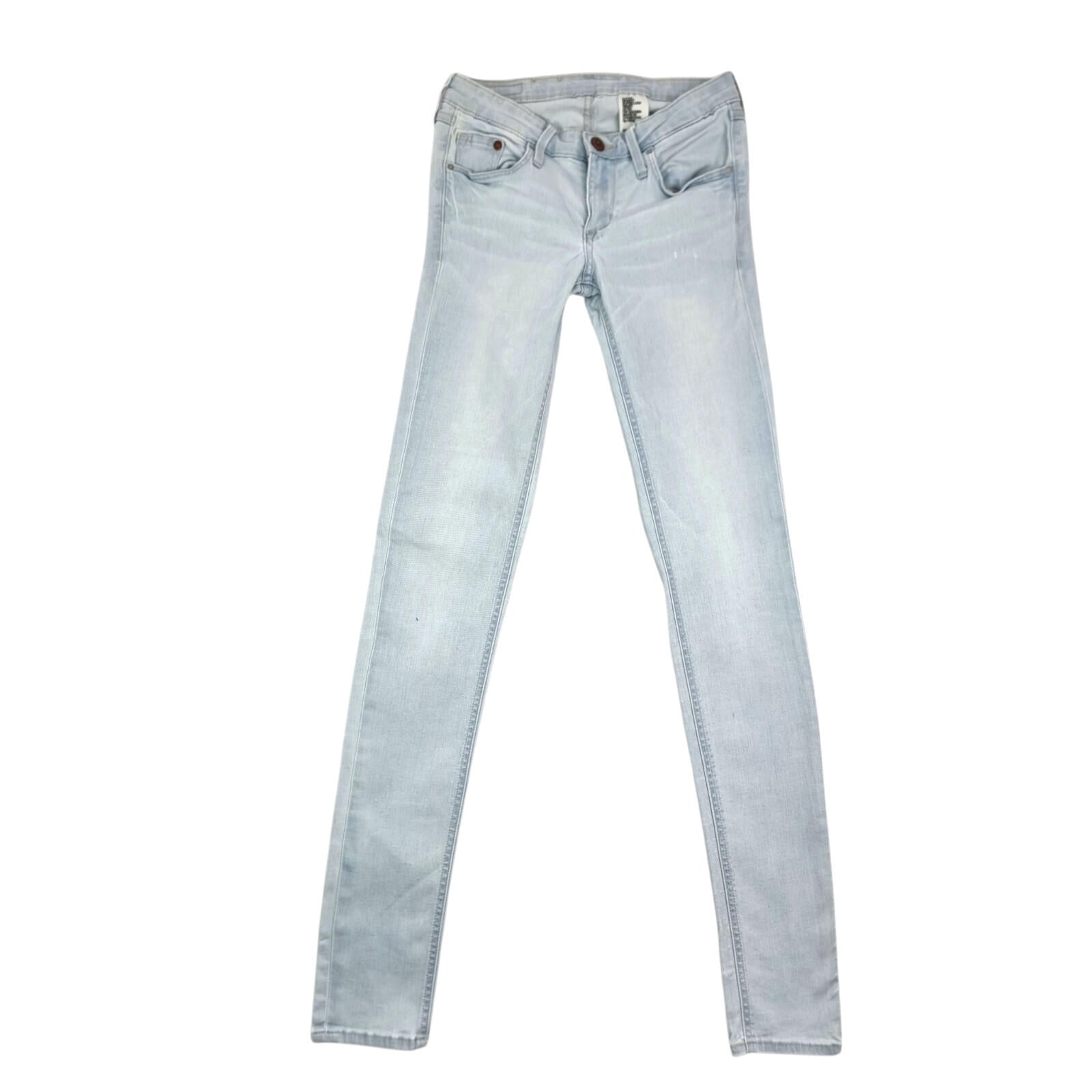 H&M Jeans Women's UK Size W27 L31 Light Blue Super Skinny Low Waist Zip Front