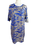ASOS Blue & Gold Shimmer T-shirt Mini Dress Oversized Women’s UK Size 6