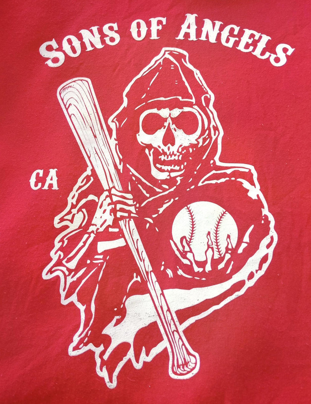 MLB Baseball Hoodie Men's UK Size M Red Jersey Hooded Pockets Los Angeles Angels