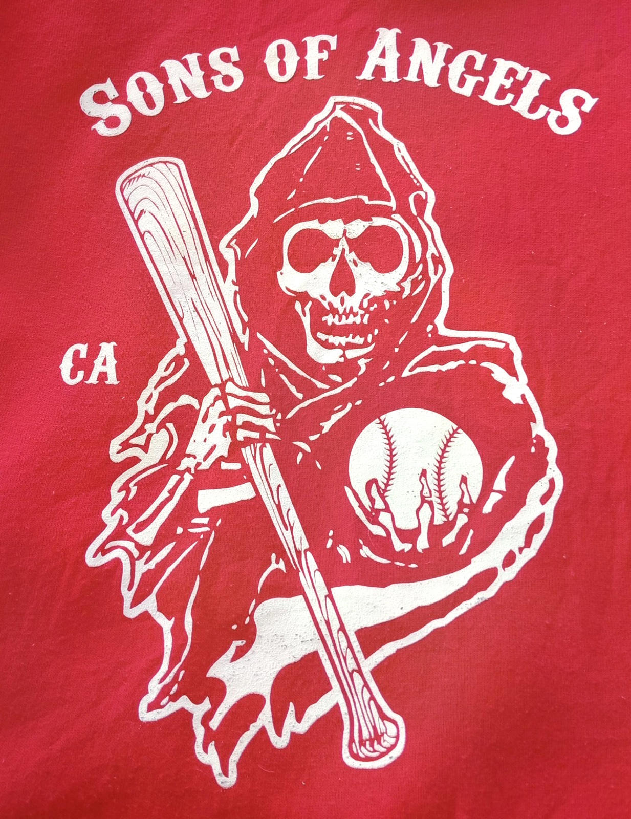 MLB Baseball Hoodie Men's UK Size M Red Jersey Hooded Pockets Los Angeles Angels