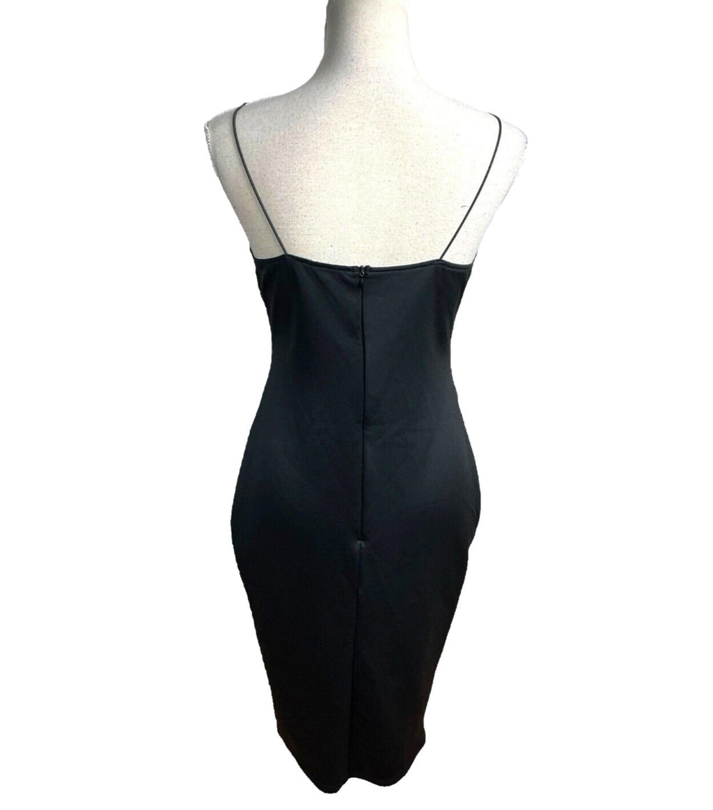 AX Paris Black Midi Dress Body Con Faux Leather Panels Women’s UK Size 12