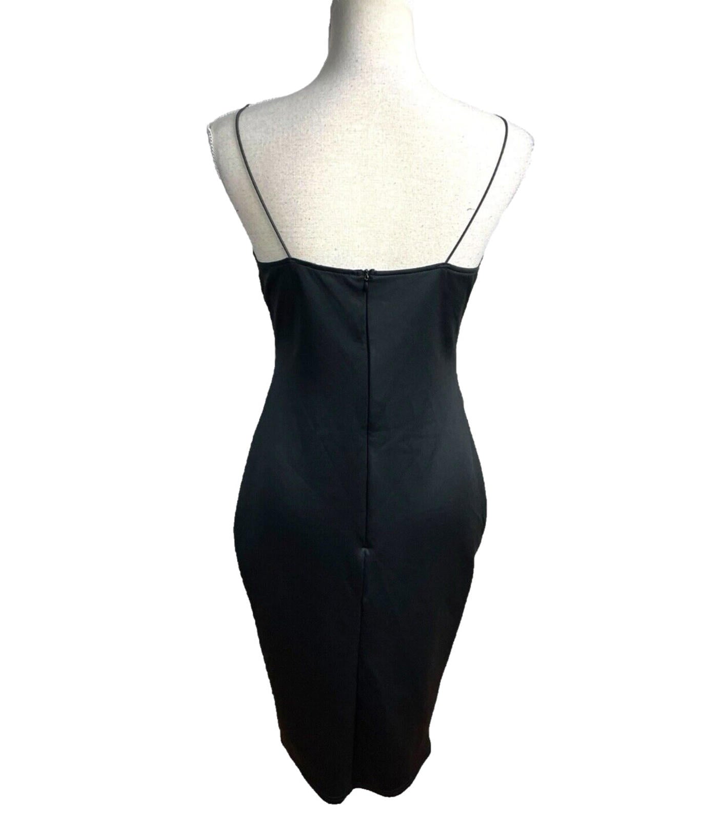 AX Paris Black Midi Dress Body Con Faux Leather Panels Women’s UK Size 12