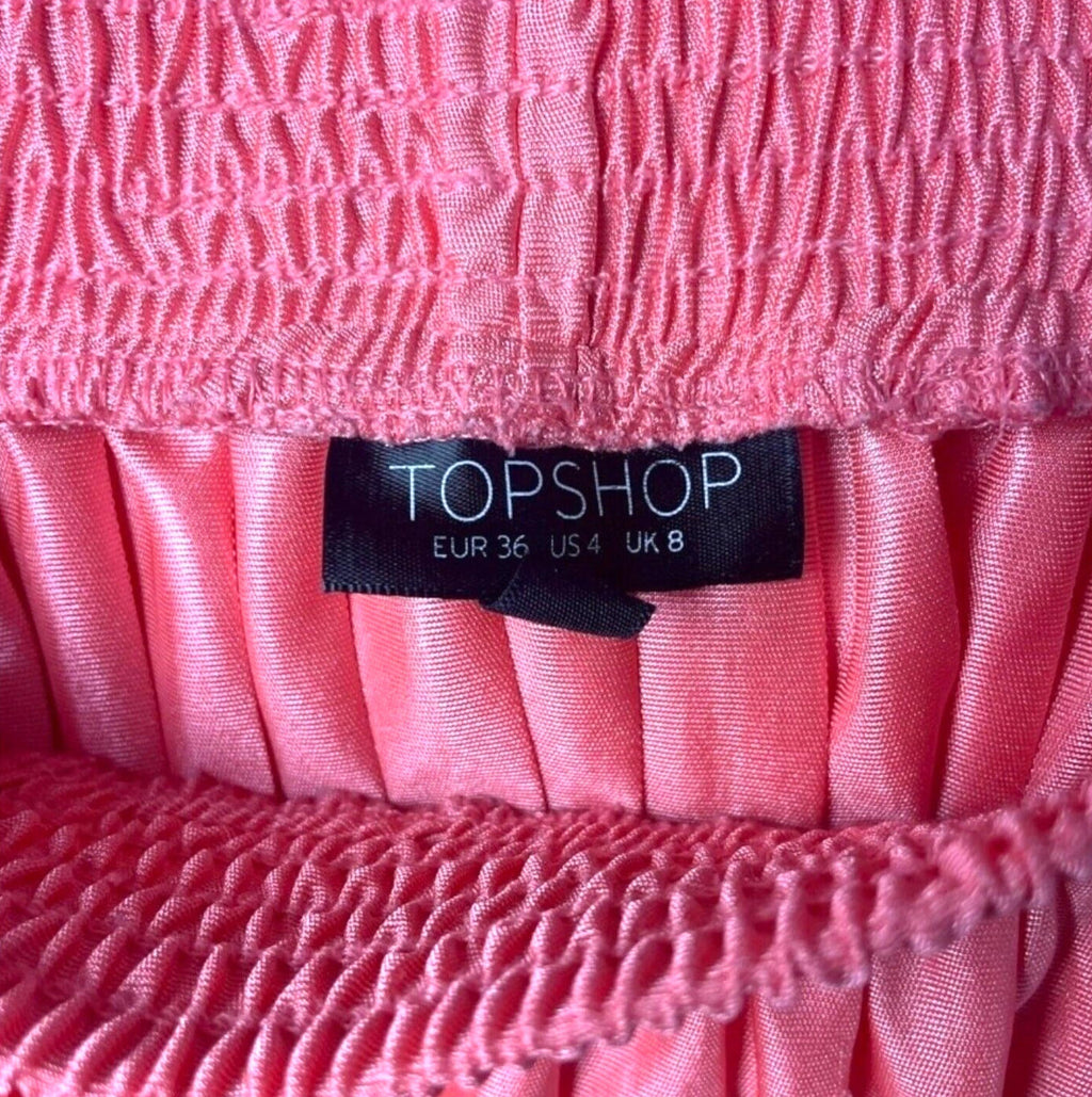 Top Shop Skirt High Low Pink Pleated Multi Length Women's UK Size 8