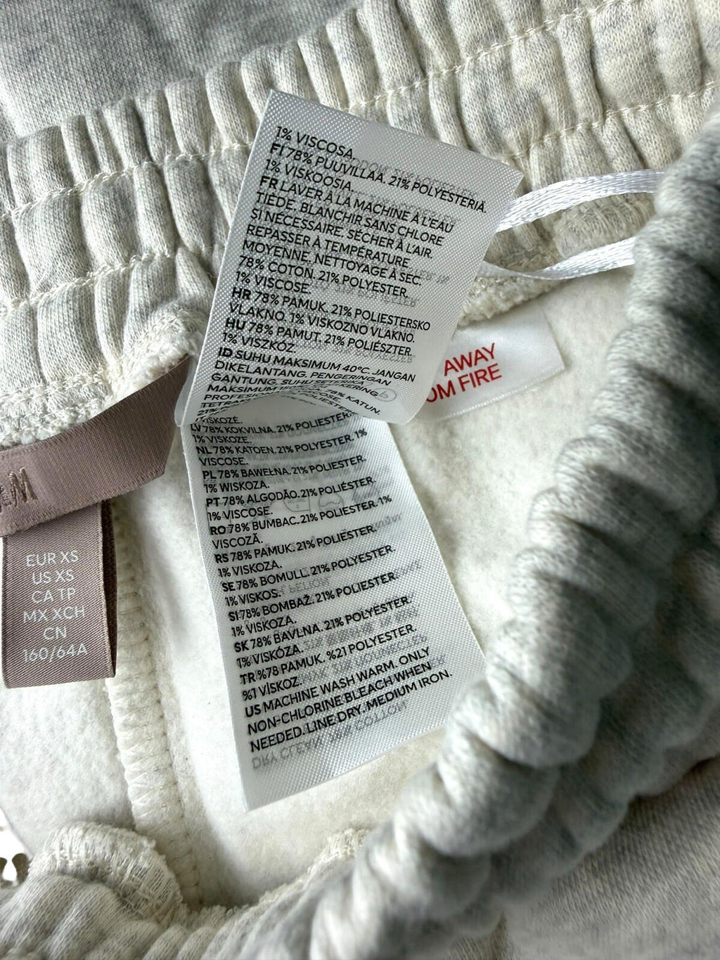 H&M Joggers Co Ord Set Women's UK Size XS Jersey Hoodie Jog Pants Light Grey