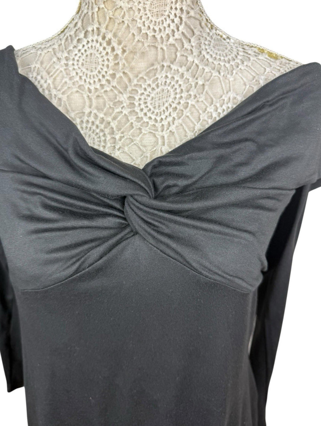 Figa Black Mini Dress Off The Shoulder Long Sleeve Women’s UK Size 14