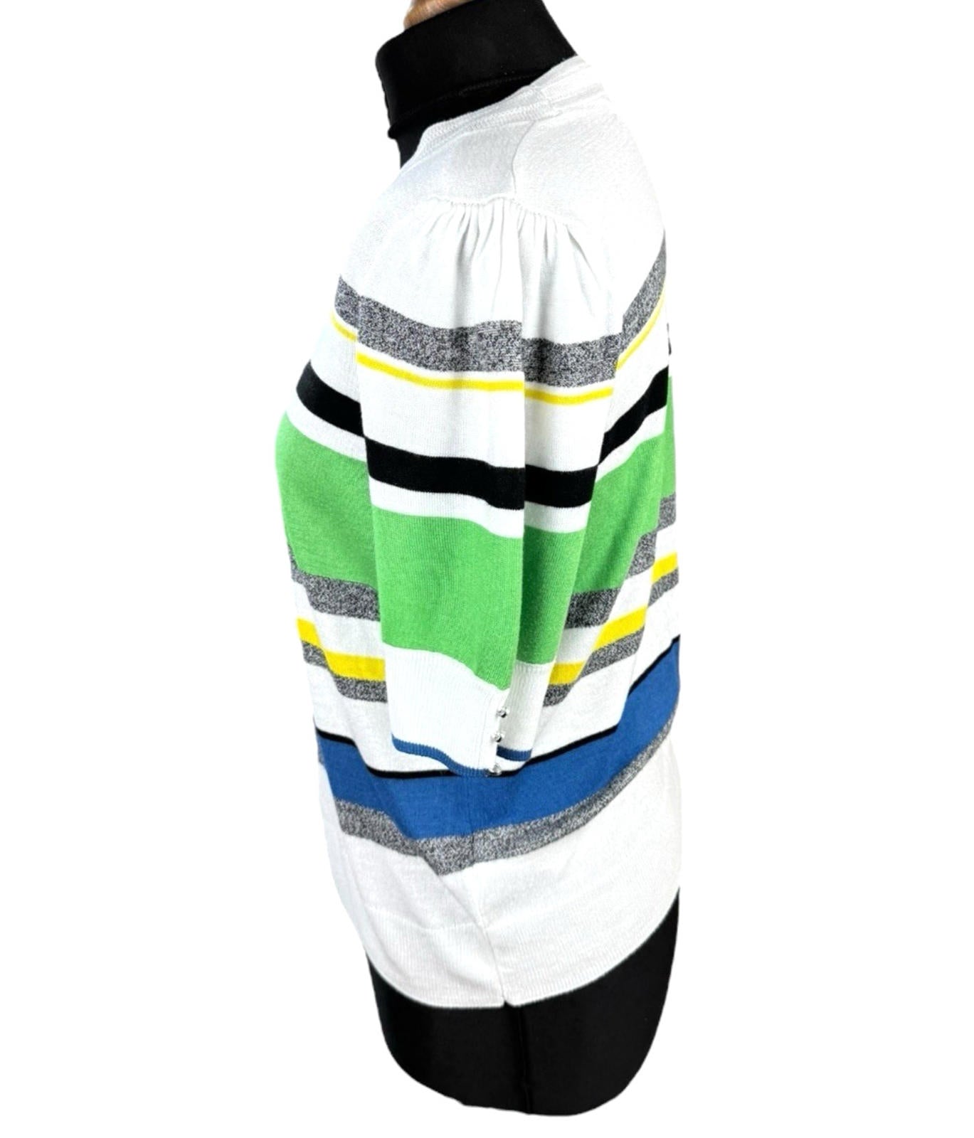 Next Thin Jumper Striped 3/4 Sleeve Women’s UK Size M Crew Neck Multi Coloured