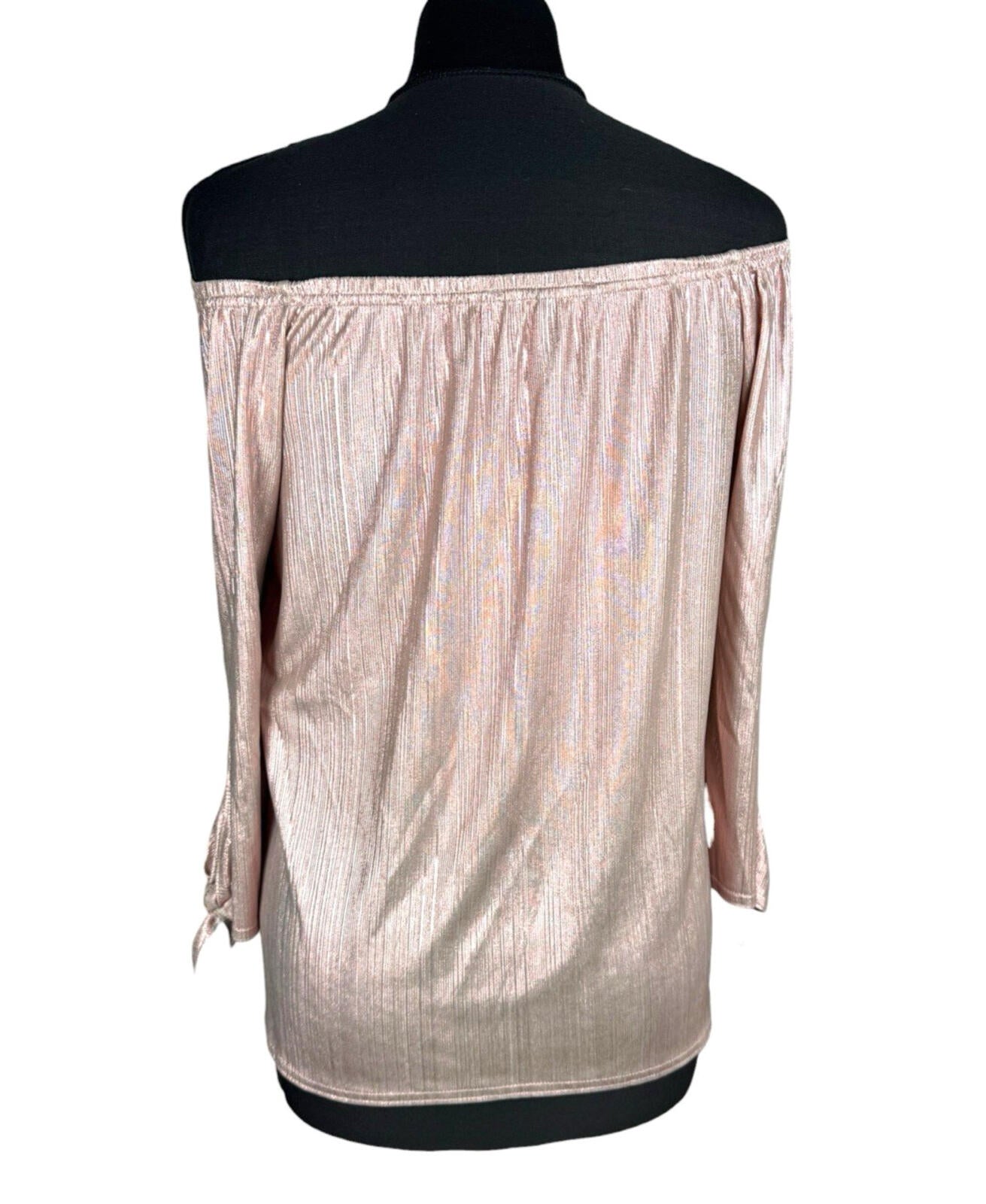New Look Metallic Top Women’s UK Size 10 Off Shoulder 3/4 Sleeve Rose Gold