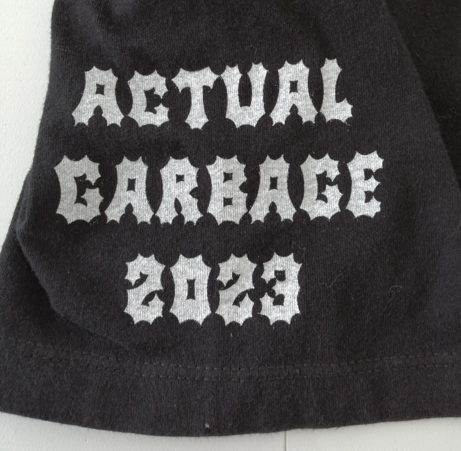Actual Garbage T-Shirt Men's Size L Black Crew Neck Graphic Print 2023